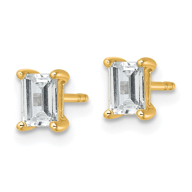 14k Yellow Gold 1 ctw Lab Grown Diamond VS/SI+ G+ Emerald 4 Prong Heavy Wt. Stud Earrings