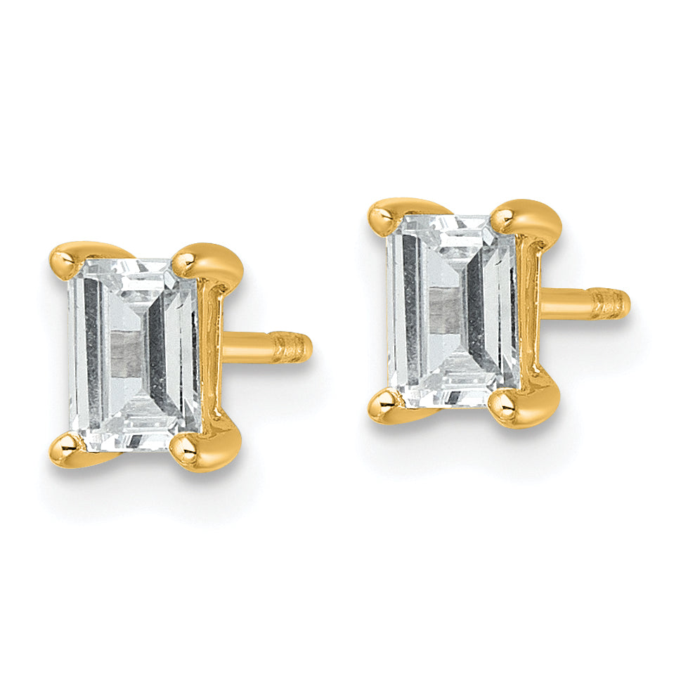 14K Yellow Gold 1 Ctw Lab Grown Diamond Vs+ F+ Emerald 4 Prong Heavy Wt. Stud Earrings