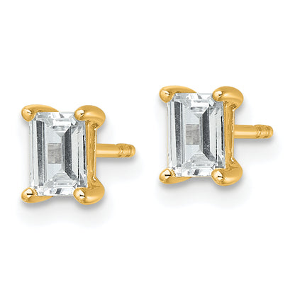 14K Yellow Gold 1 Ctw Lab Grown Diamond Vs+ F+ Emerald 4 Prong Heavy Wt. Stud Earrings
