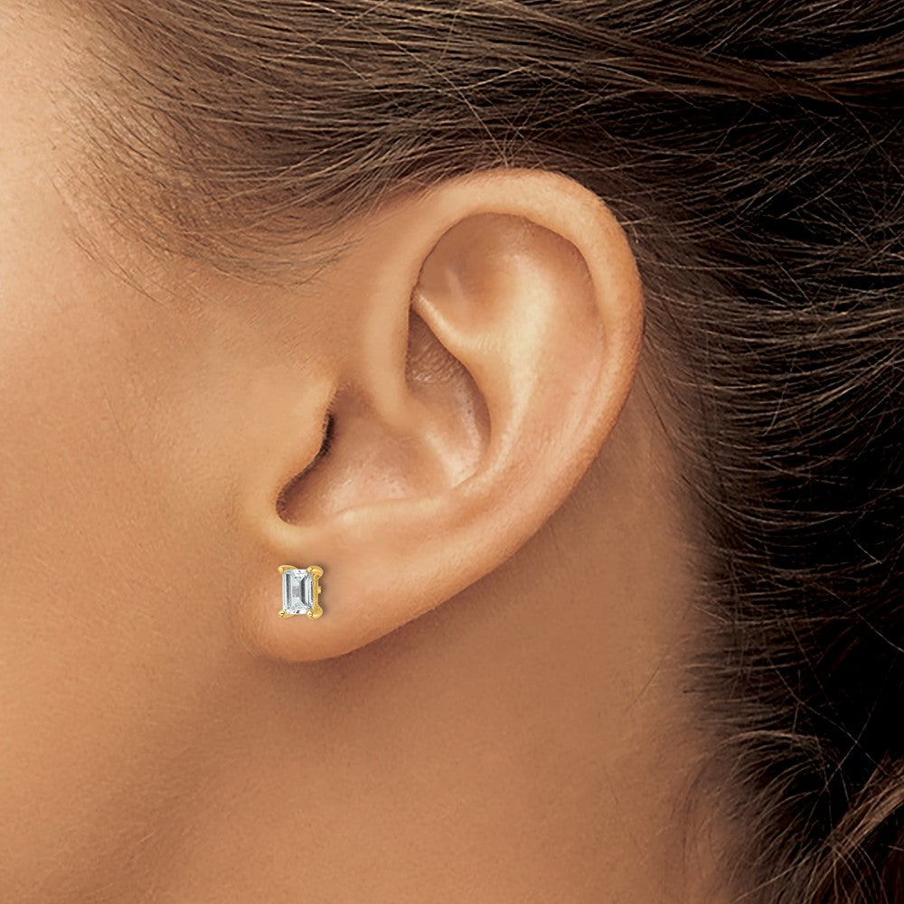 14k Yellow Gold 1 ctw Certified Lab Grown Diamond VS/SI+ G+ Emerald 4 Prong Heavy Wt. Stud Earrings
