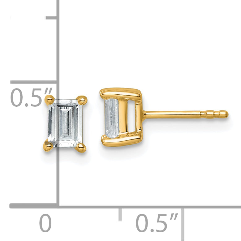 14K Yellow Gold 1 Ctw Lab Grown Diamond Vs+ F+ Emerald 4 Prong Heavy Wt. Stud Earrings