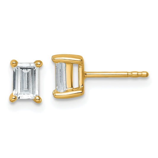 14K Yellow Gold 1 Ctw Certified Lab Grown Diamond Vs+ F+ Emerald 4 Prong Heavy Wt. Stud Earrings