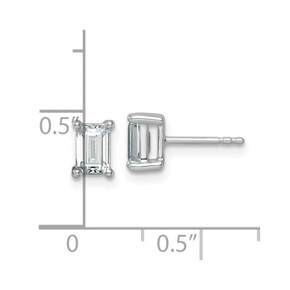 14K White Gold 1 1/2 Ctw Certified Lab Grown Diamond Vs+ F+ Emerald 4 Prong Heavy Wt. Stud Earrings