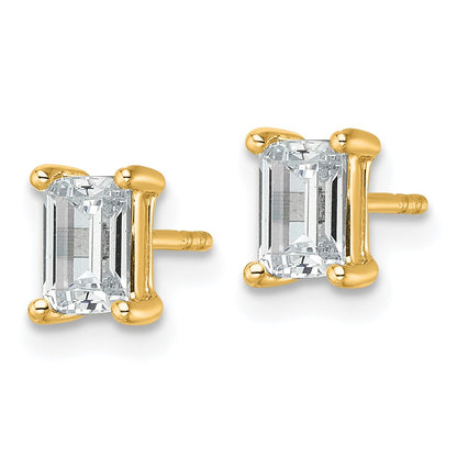 14k Yellow Gold 1 1/2 ctw Certified Lab Grown Diamond VS/SI+ G+ Emerald 4 Prong Heavy Wt. Stud Earrings