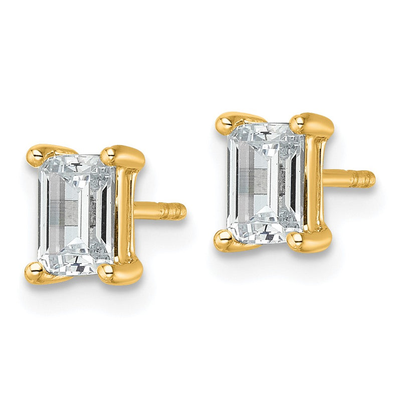 14k Yellow Gold 1 1/2 ctw Certified Lab Grown Diamond VS/SI+ G+ Emerald 4 Prong Heavy Wt. Stud Earrings