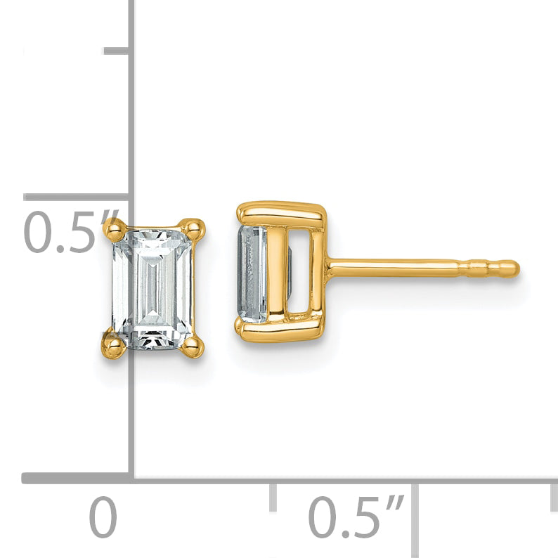 14k Yellow Gold 1 1/2 ctw Lab Grown Diamond VS/SI+ G+ Emerald 4 Prong Heavy Wt. Stud Earrings
