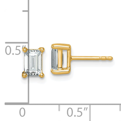 14k Yellow Gold 1 1/2 ctw Lab Grown Diamond VS/SI+ G+ Emerald 4 Prong Heavy Wt. Stud Earrings