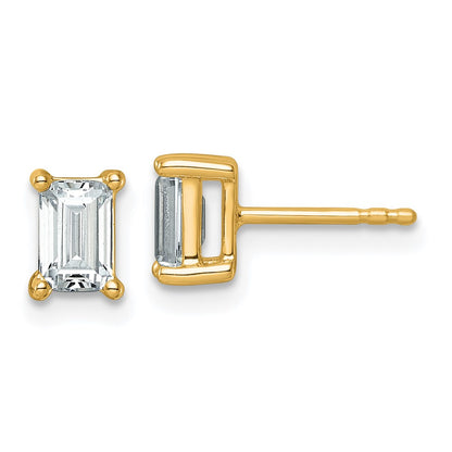 14k Yellow Gold 1 1/2 ctw Certified Lab Grown Diamond VS/SI+ G+ Emerald 4 Prong Heavy Wt. Stud Earrings