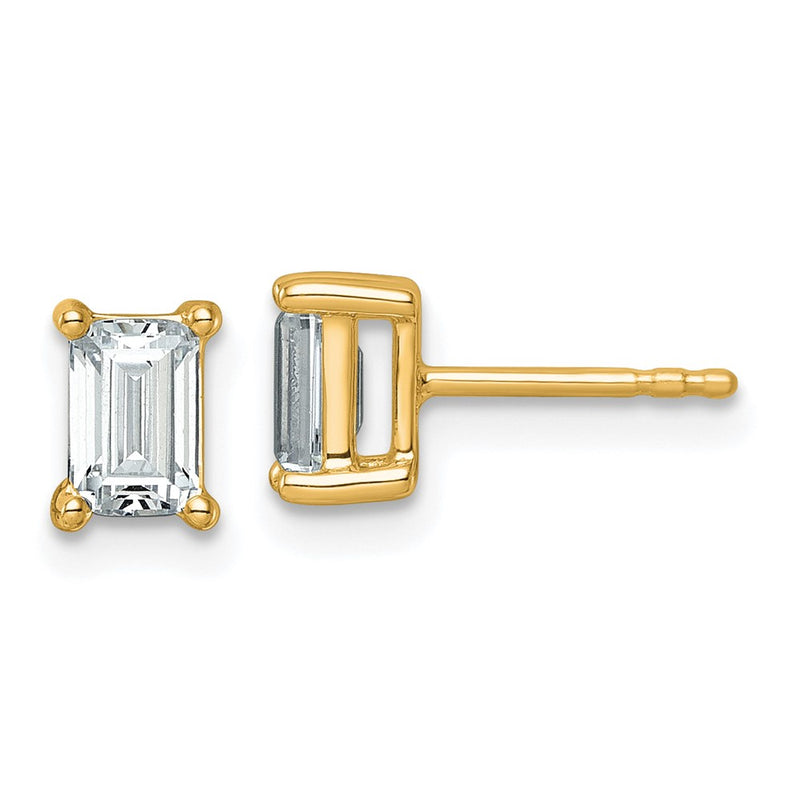 14k Yellow Gold 1 1/2 ctw Certified Lab Grown Diamond VS/SI+ G+ Emerald 4 Prong Heavy Wt. Stud Earrings