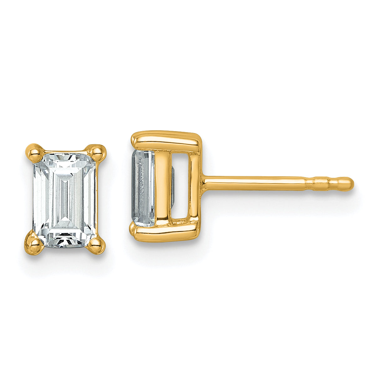 14K Yellow Gold 1 1/2 Ctw Certified Lab Grown Diamond Vs+ F+ Emerald 4 Prong Heavy Wt. Stud Earrings