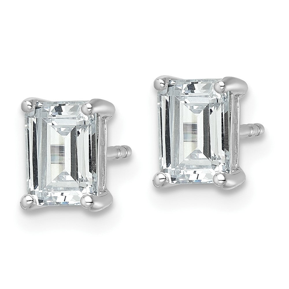 14k White Gold 2 Ct. Lab Grown Diamond VS/SI+ G+ Emerald Complete Solitare Stud Post Earrings