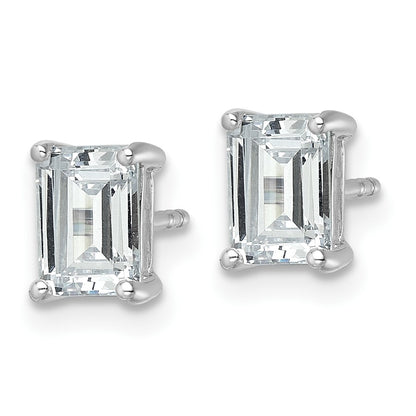 14k White Gold 2 Ct. Lab Grown Diamond VS/SI+ G+ Emerald Complete Solitare Stud Post Earrings
