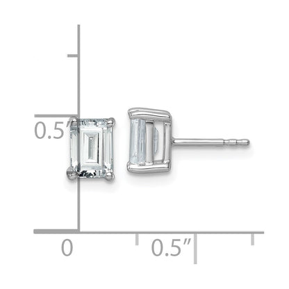 14K White Gold 2 Ctw Lab Grown Diamond Vs+ F+ Emerald 4 Prong Heavy Wt. Stud Earrings