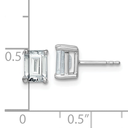 14k White Gold 2 ctw Certified Lab Grown Diamond VS/SI+ G+ Emerald 4 Prong Heavy Wt. Stud Earrings