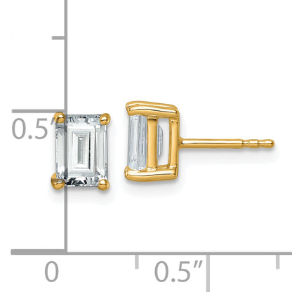 14k Yellow Gold 2 ctw Lab Grown Diamond VS/SI+ G+ Emerald 4 Prong Heavy Wt. Stud Earrings