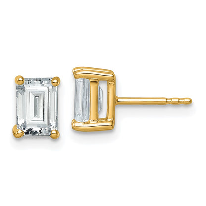 14K Yellow Gold 2 Ctw Lab Grown Diamond Vs+ F+ Emerald 4 Prong Heavy Wt. Stud Earrings