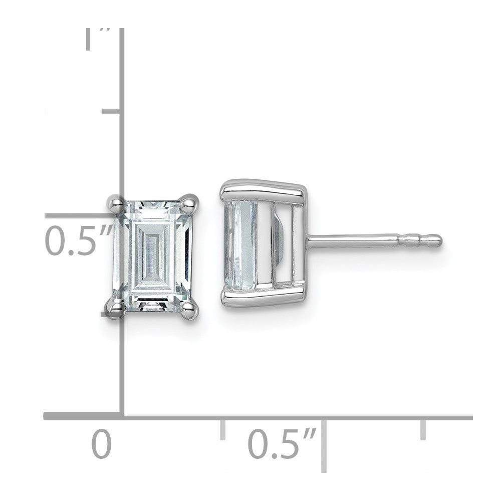 14K White Gold 3 Ctw Lab Grown Diamond Vs+ F+ Emerald 4 Prong Heavy Wt. Stud Earrings