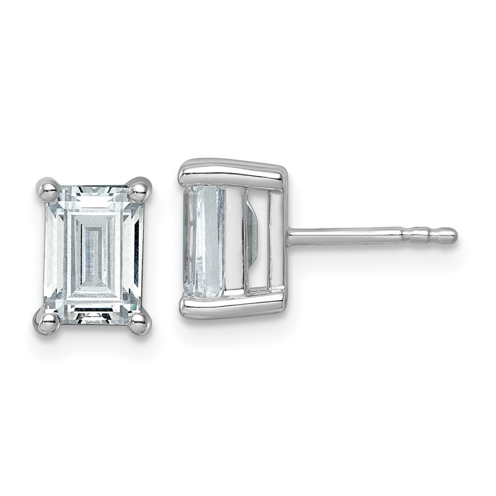 14K White Gold 3 Ctw Certified Lab Grown Diamond Vs+ F+ Emerald 4 Prong Heavy Wt. Stud Earrings
