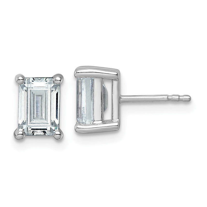 14K White Gold 3 Ctw Certified Lab Grown Diamond Vs+ F+ Emerald 4 Prong Heavy Wt. Stud Earrings
