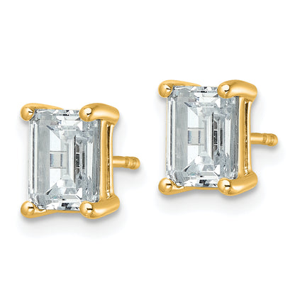 14k Yellow Gold 3 ctw Lab Grown Diamond VS/SI+ G+ Emerald 4 Prong Heavy Wt. Stud Earrings