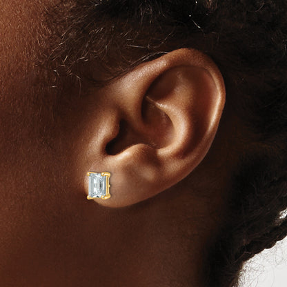 14k Yellow Gold 3 ctw Lab Grown Diamond VS/SI+ G+ Emerald 4 Prong Heavy Wt. Stud Earrings