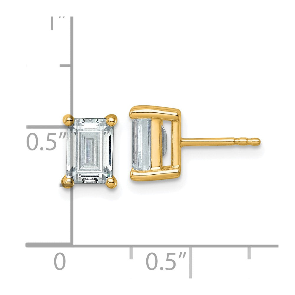 14K Yellow Gold 3 Ctw Certified Lab Grown Diamond Vs+ F+ Emerald 4 Prong Heavy Wt. Stud Earrings