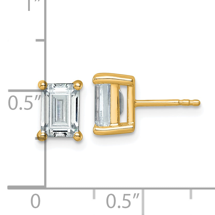 14k Yellow Gold 3 ctw Lab Grown Diamond VS/SI+ G+ Emerald 4 Prong Heavy Wt. Stud Earrings