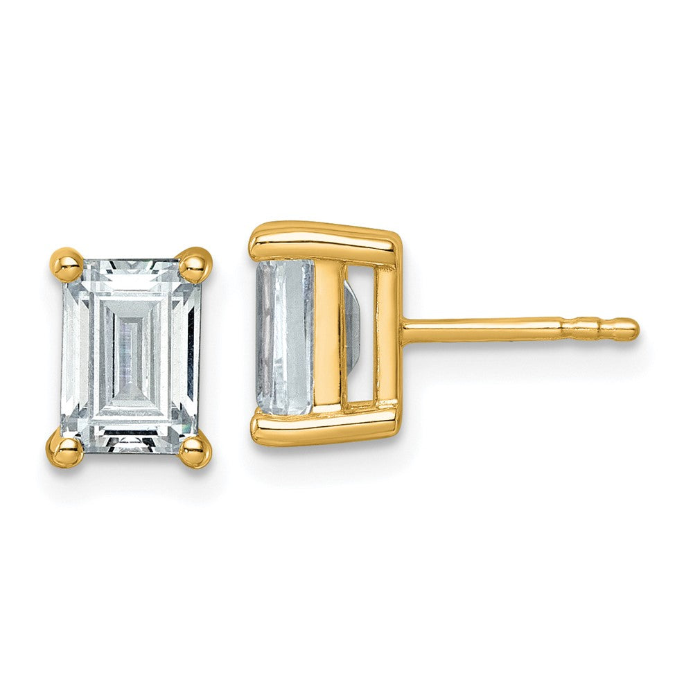 14K Yellow Gold 3 Ctw Lab Grown Diamond Vs+ F+ Emerald 4 Prong Heavy Wt. Stud Earrings