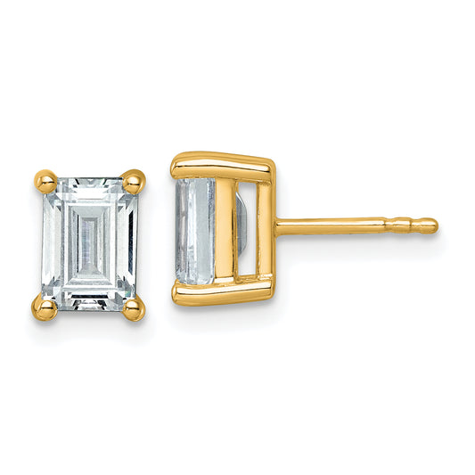 14k Yellow Gold 3 ctw Lab Grown Diamond VS/SI+ G+ Emerald 4 Prong Heavy Wt. Stud Earrings