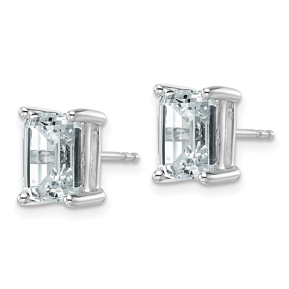 14K White Gold 4 Ctw Certified Lab Grown Diamond Vs+ F+ Emerald Prong Heavy Wt. Stud Earrings
