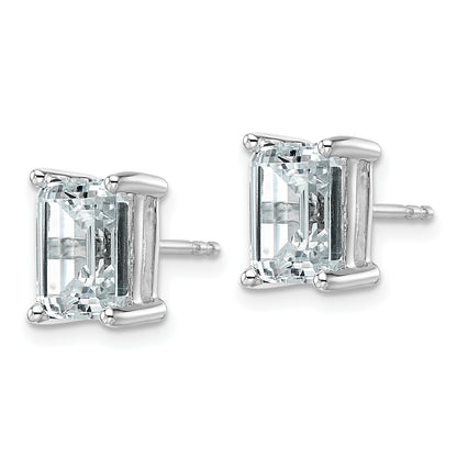14k White Gold 4 ctw Lab Grown Diamond VS/SI+ G+ Emerald 4 Prong Heavy Wt. Stud Earrings