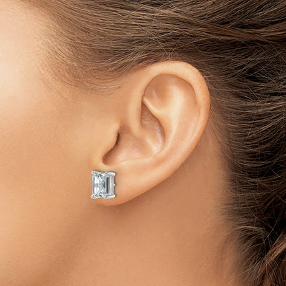 14k White Gold 4 ctw Lab Grown Diamond VS/SI+ G+ Emerald 4 Prong Heavy Wt. Stud Earrings