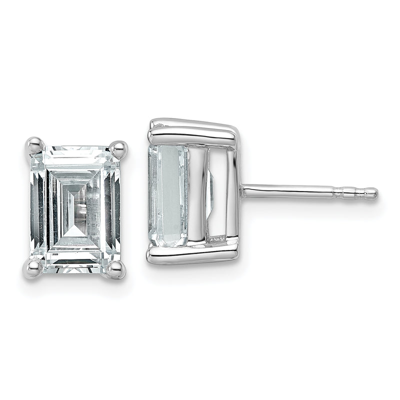 14K White Gold 4 Ctw Lab Grown Diamond Vs+ F+ Emerald Prong Heavy Wt. Stud Earrings