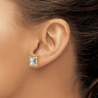14k Yellow Gold 4 ctw Lab Grown Diamond VS/SI+ G+ Emerald 4 Prong Heavy Wt. Stud Earrings
