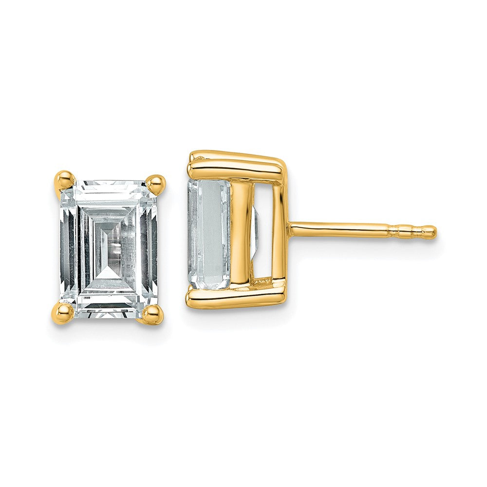 14k Yellow Gold 4 ctw Lab Grown Diamond VS/SI+ G+ Emerald 4 Prong Heavy Wt. Stud Earrings