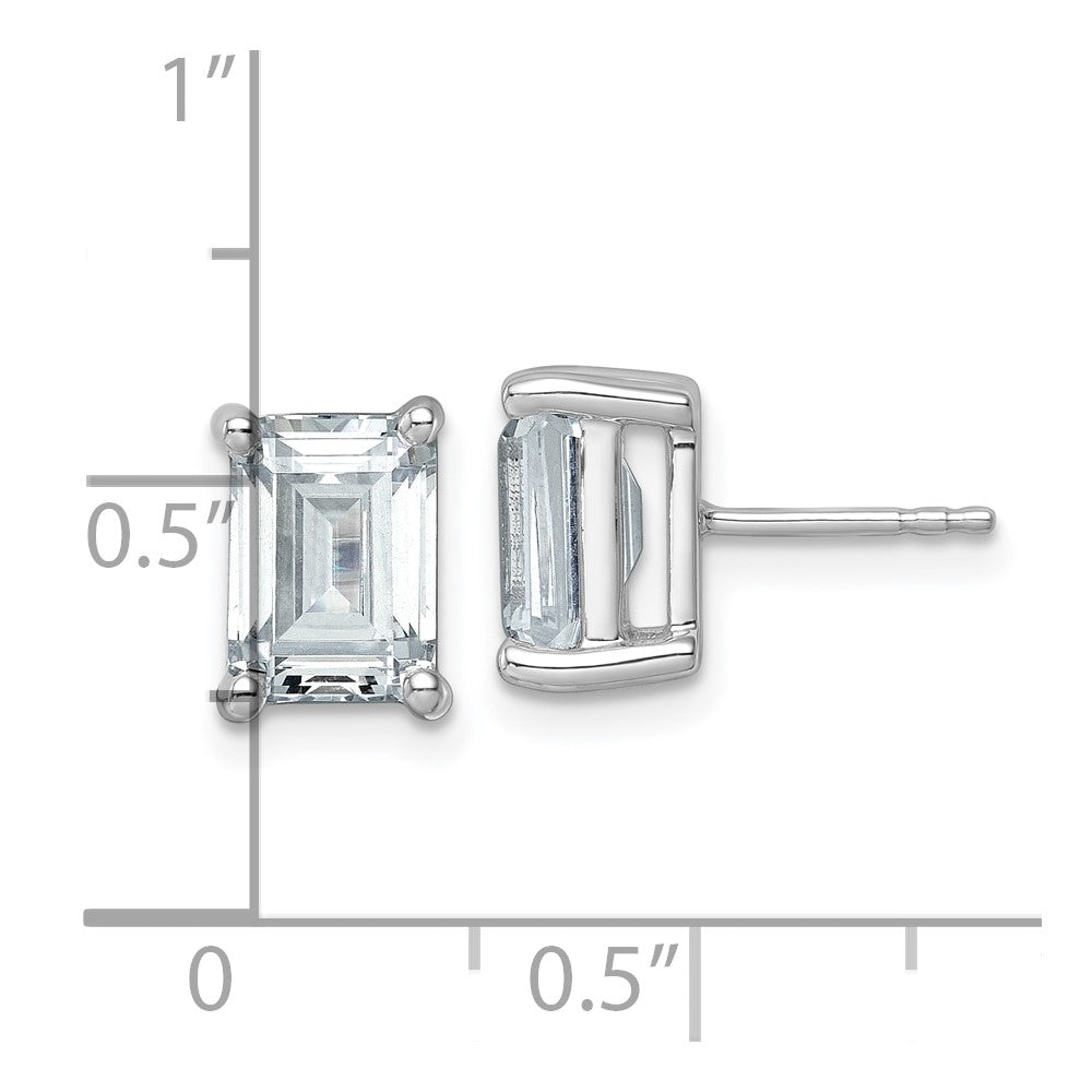 14K White Gold 5 Ctw Lab Grown Diamond Vs+ F+ Emerald 4 Prong Heavy Wt. Stud Earrings