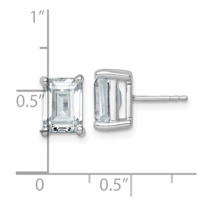 14K White Gold 5 Ctw Lab Grown Diamond Vs+ F+ Emerald 4 Prong Heavy Wt. Stud Earrings
