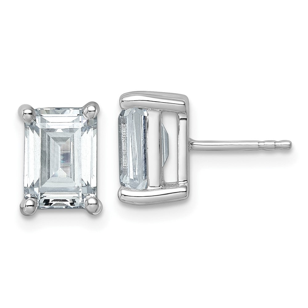14K White Gold 5 Ctw Lab Grown Diamond Vs+ F+ Emerald 4 Prong Heavy Wt. Stud Earrings