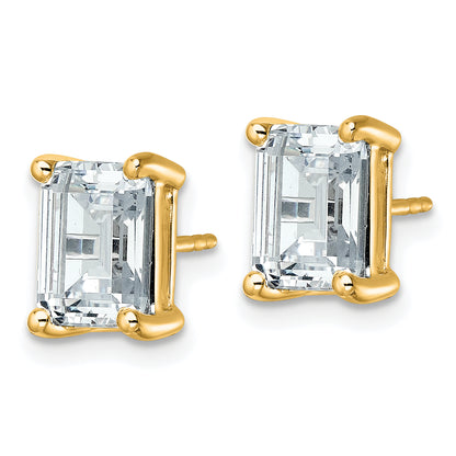 14K Yellow Gold 5 Ctw Certified Lab Grown Diamond Vs+ F+ Emerald 4 Prong Heavy Wt. Stud Earrings