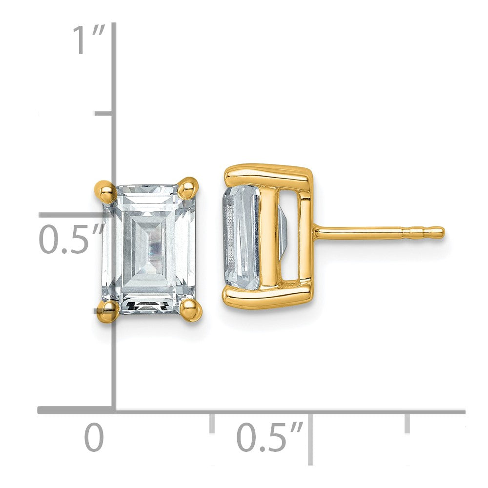 14k Yellow Gold 5 ctw Lab Grown Diamond VS/SI+ G+ Emerald 4 Prong Heavy Wt. Stud Earrings