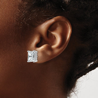 14k White Gold 6 Ct. Certified Lab Grown Diamond VS/SI+ G+ Emerald Complete Solitare Stud Post Earrings