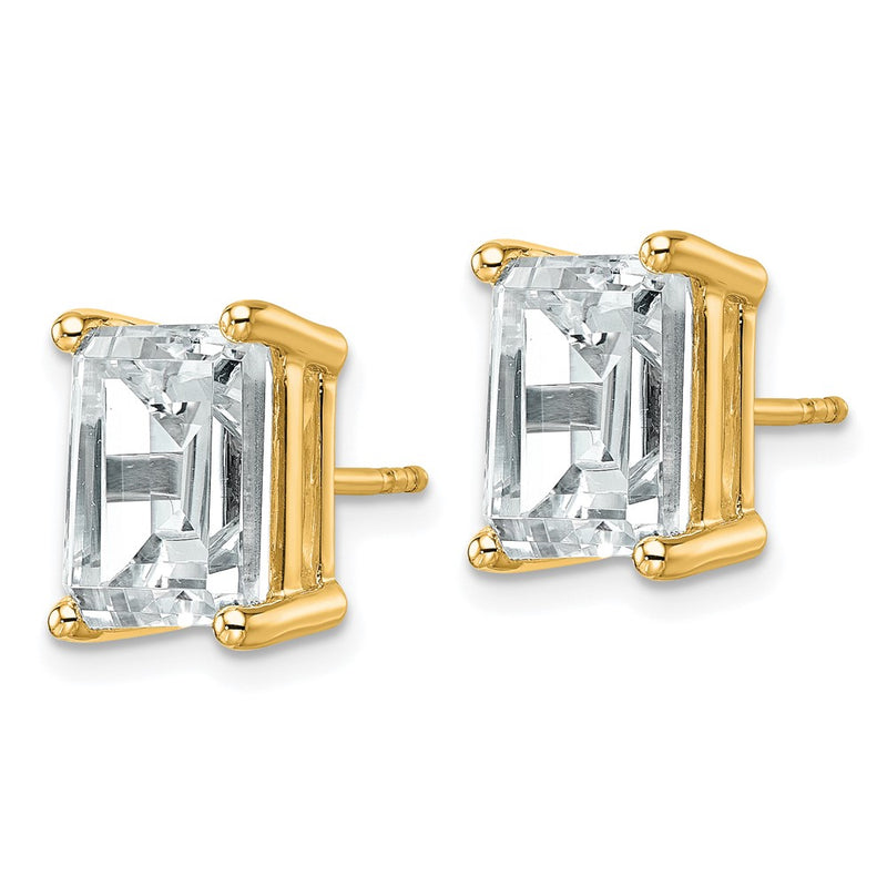 14K Yellow Gold 6 Ctw Lab Grown Diamond Vs+ F+ Emerald 4 Prong Heavy Wt. Stud Earrings