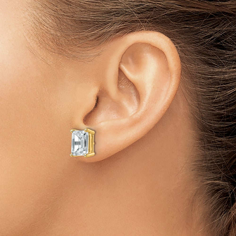 14k Yellow Gold 6 ctw Certified Lab Grown Diamond VS/SI+ G+ Emerald 4 Prong Heavy Wt. Stud Earrings