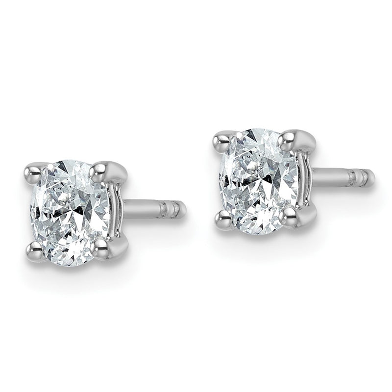 14K White Gold 1/2 Carat Certified Lab Grown Diamond Vs+ F+ Complete Oval Four Prong Stud Earrings