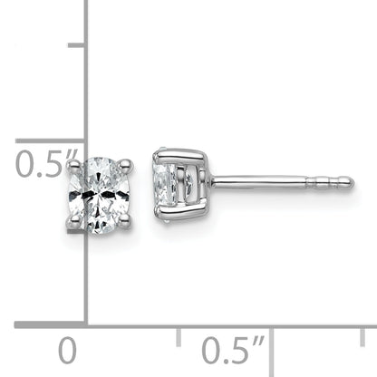 14K White Gold 1/2 Carat Lab Grown Diamond Vs+ F+ Complete Oval Four Prong Stud Earrings