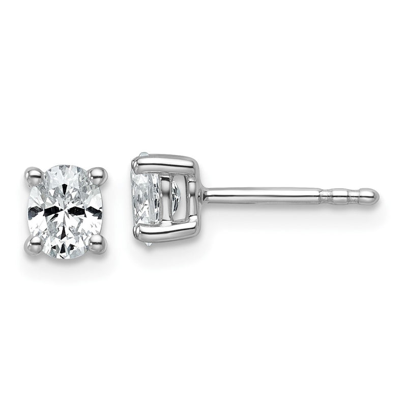 14k White Gold 1/2 ctw Lab Grown Diamond VS/SI+ G+ Oval 4 Prong Heavy Wt. Stud Earrings