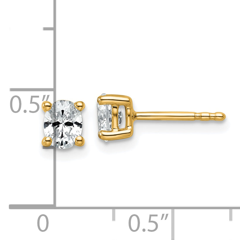14k Yellow Gold 1/2 ctw Lab Grown Diamond VS/SI+ G+ Oval 4 Prong Heavy Wt. Stud Earrings