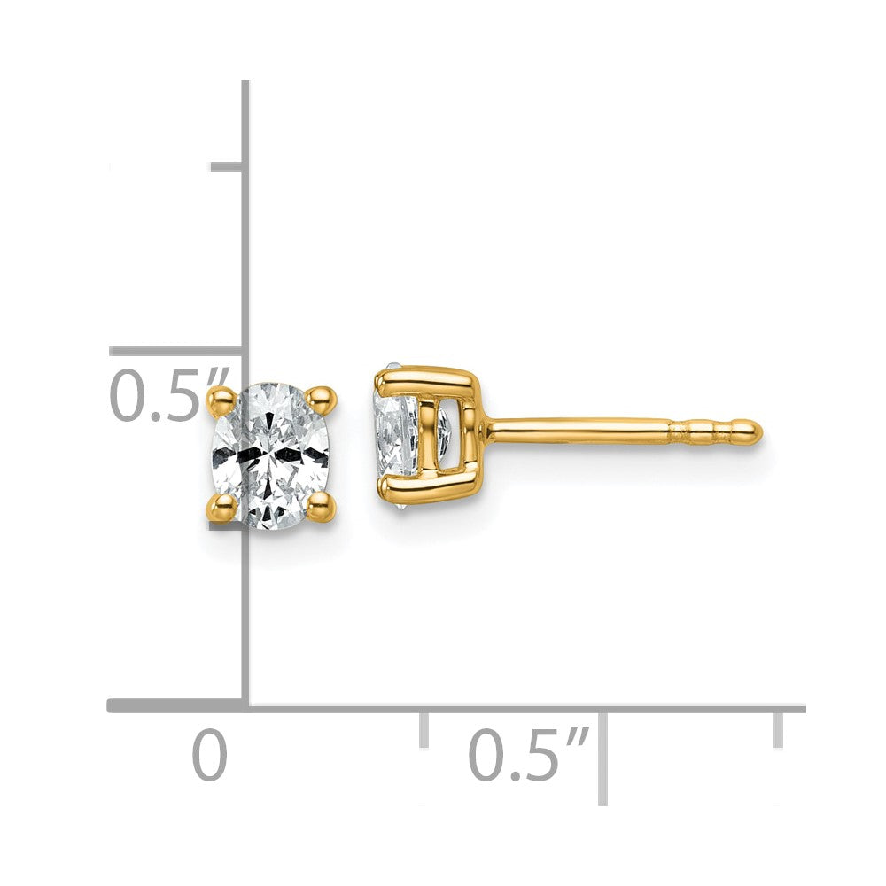14K Yellow Gold 1/2 Carat Certified Lab Grown Diamond Vs+ F+ Complete Oval Four Prong Stud Earrings