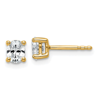 14K Yellow Gold 1/2 Carat Certified Lab Grown Diamond Vs+ F+ Complete Oval Four Prong Stud Earrings