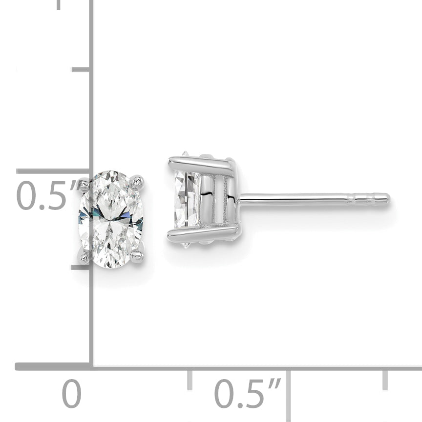 14k White Gold 2/3 ctw Lab Grown Diamond VS/SI+ G+ Oval 4 Prong Heavy Wt. Stud Earrings